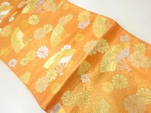 アンティーク　扇に花模様織出し袋帯（材料）